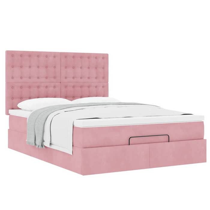 Maison Exclusive - Cadre de lit ottoman avec matelas rose 140x200 cm velours