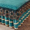 Luxury Lace Embroidery Bed Sheet Thick Velvet Quilted Bed Skirt Queen Size Warm Soft Plush Bedspread  Not Included Pillowcase