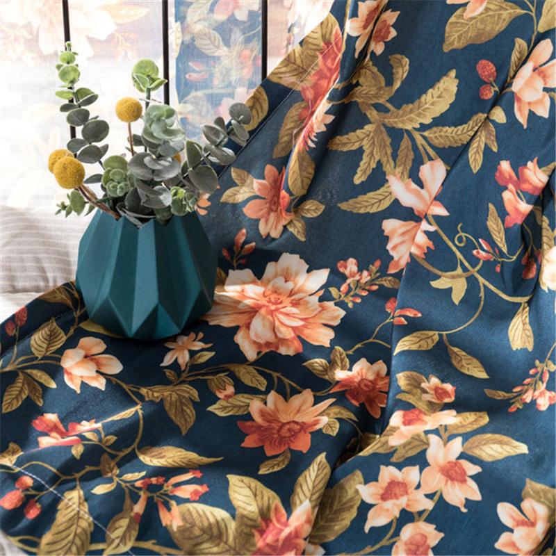 Vintage Garden Bumbac grosier Imprimat Floral Semi-oscurare Dormitor Studiu Camera de zi Perdele Perdele de fereastră Decor