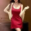 Women's Fixed One-piece Bra Pad Halter Dress Summer Temperament New Waist Slim Sexy Hot Girl Short Skirt