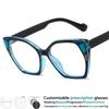 Oversized Square Reading Glasses Color-blocked Cat Eye Resin Optical Presbyopic Eyegalss Custom Diopter+50~+600 #302712