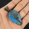 Tree Of Life Neon Blue Apatite Gemstone Pendant 999 Copper Wire Wrapped Jewelry, Handmade Antique Pendant Jewelry, Gift For Mother