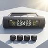 Solar Powered Tire Pressure Monitoring System with External Sensors for Real Time Display and Automatic Alerts for Four Tires