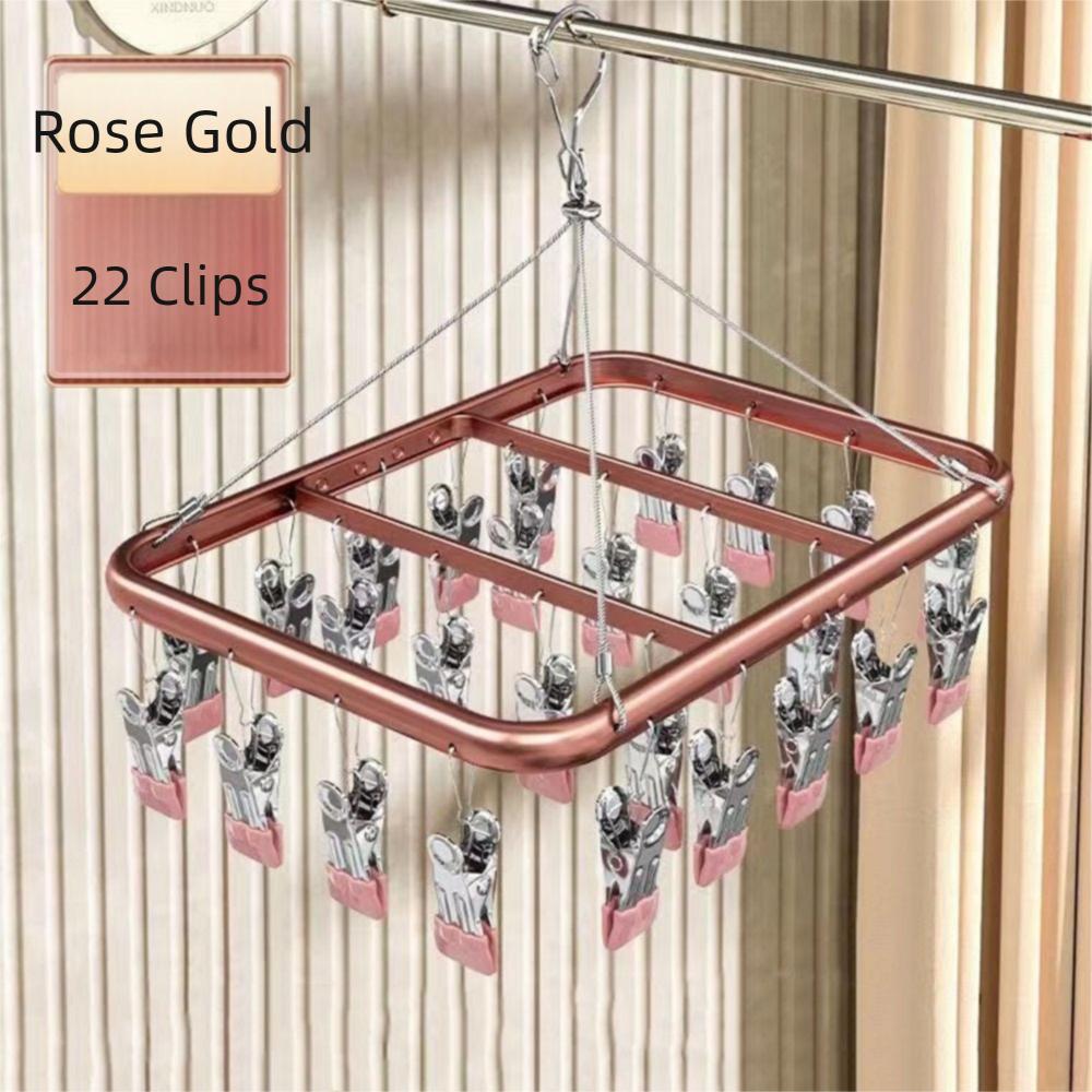Aluminum Zinc Zinc Alloy Multi-Clip Drying Rack Windproof Towel Socks Hanger Clothes Drying Rack  Skirt
