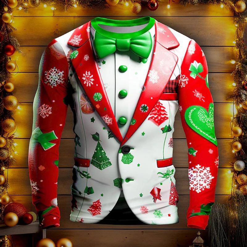 New Christmas Santa Claus Ugly Fashion Casual 3D Digital Printing Personalized Round Neck Long Sleeve Pullovers