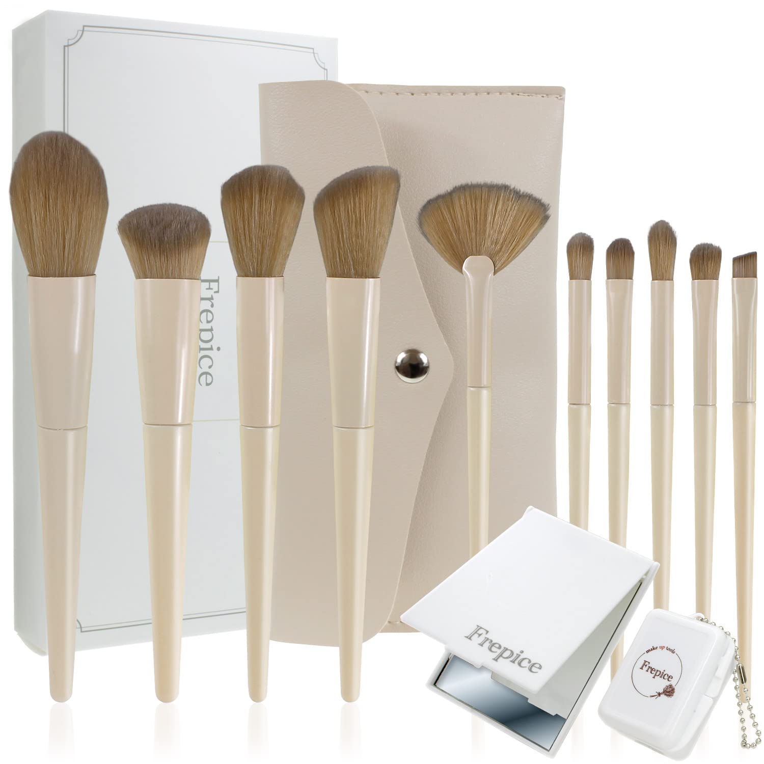 

Frepice Makeup Brushes [Set of 10] Powder Brush, Concealer Brush, Makeup Brush Case, Makeup/Rice-plant