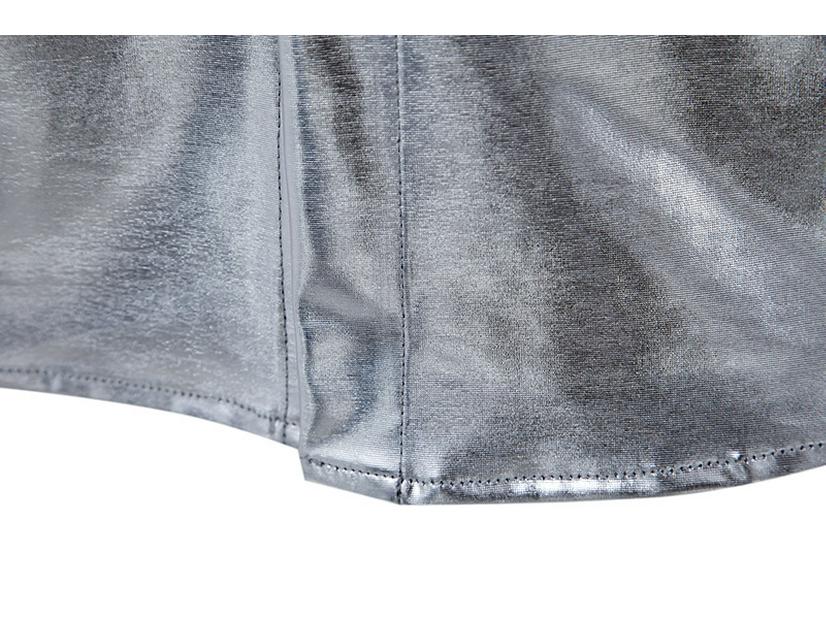 2024 European & American Men's Shiny Disco Short Sleeve Shirt - Youth Hot Stamping, European Size