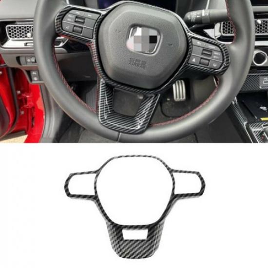 Carbon Fiber Steering Wheel Decor Cover Trim For Honda Civic 2022 11th Gen
