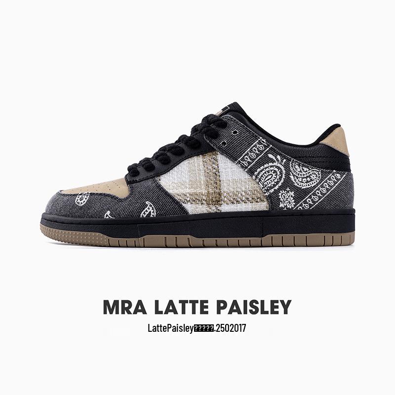 

Мужские кеды для скейтборда MRA Paisley - Коллекция Осень 2025, Толстая подошва, Британская клетка, Вышитые трендовые повседневные кроссовки 43