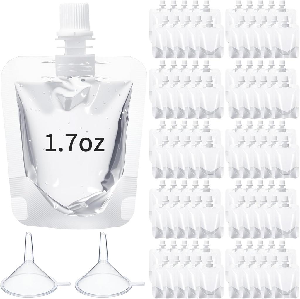 100 disposable plastic beverage bags with 1-ounce transparent leak-proof sauce and juice bags for travel use