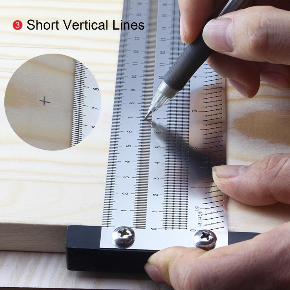 4 Inch T Square Measuring Ruler Stainless Steel Woodworking Scribing Tool Woodworking