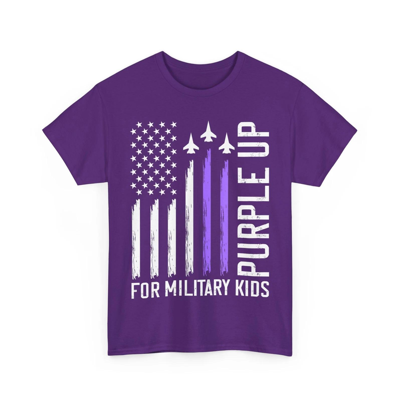 Military Child Shirt, Purple Up For Military Kids American Flag T-shirt S