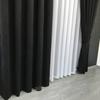 Černé konfekční mikrovelurové závěsy s prýmkem, moderní hladké závěsy do obývacího pokoje, dětského pokoje, ložnice