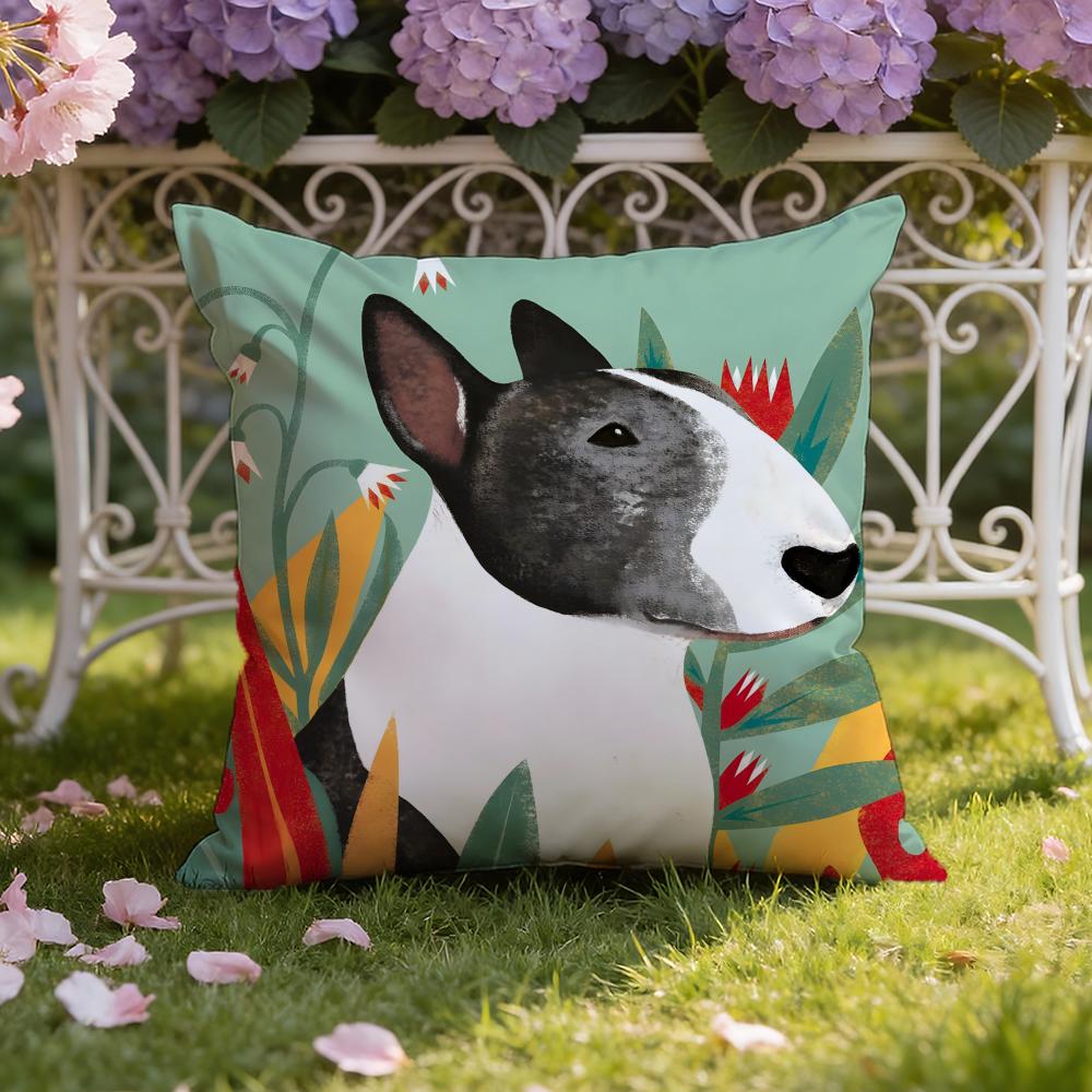 Cartoon Bull Terrier Series Cushion Cover Home & Car Dual-Scene Pillow Cover: Reversible for Premium Comfort