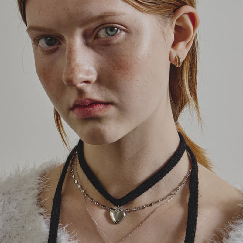 eenie beenie angora soft heart tie necklace