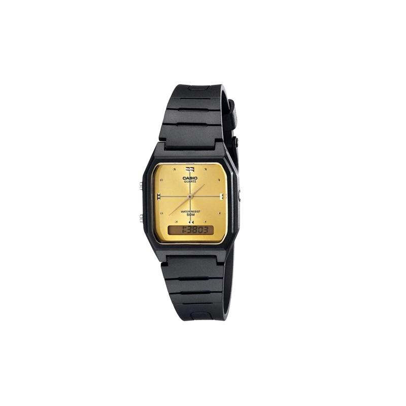 

Casio DRESS Series Youth General Analog Digital Quartz Movement Resin Strap Japanese and Korean Watch Men s Watch Gold Dial AW-48HE-9A