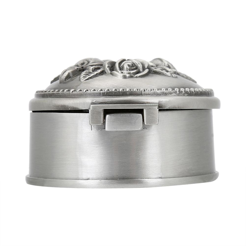 1 pcs Vintage Flower Carved Round Shaped Zinc alloy Jewelry Box For Ring Storage
