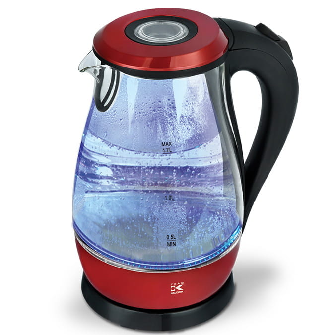 Kalorik czajnik bezprzewodowy czerwony szklany 1,7l 2000w jk 1042 r