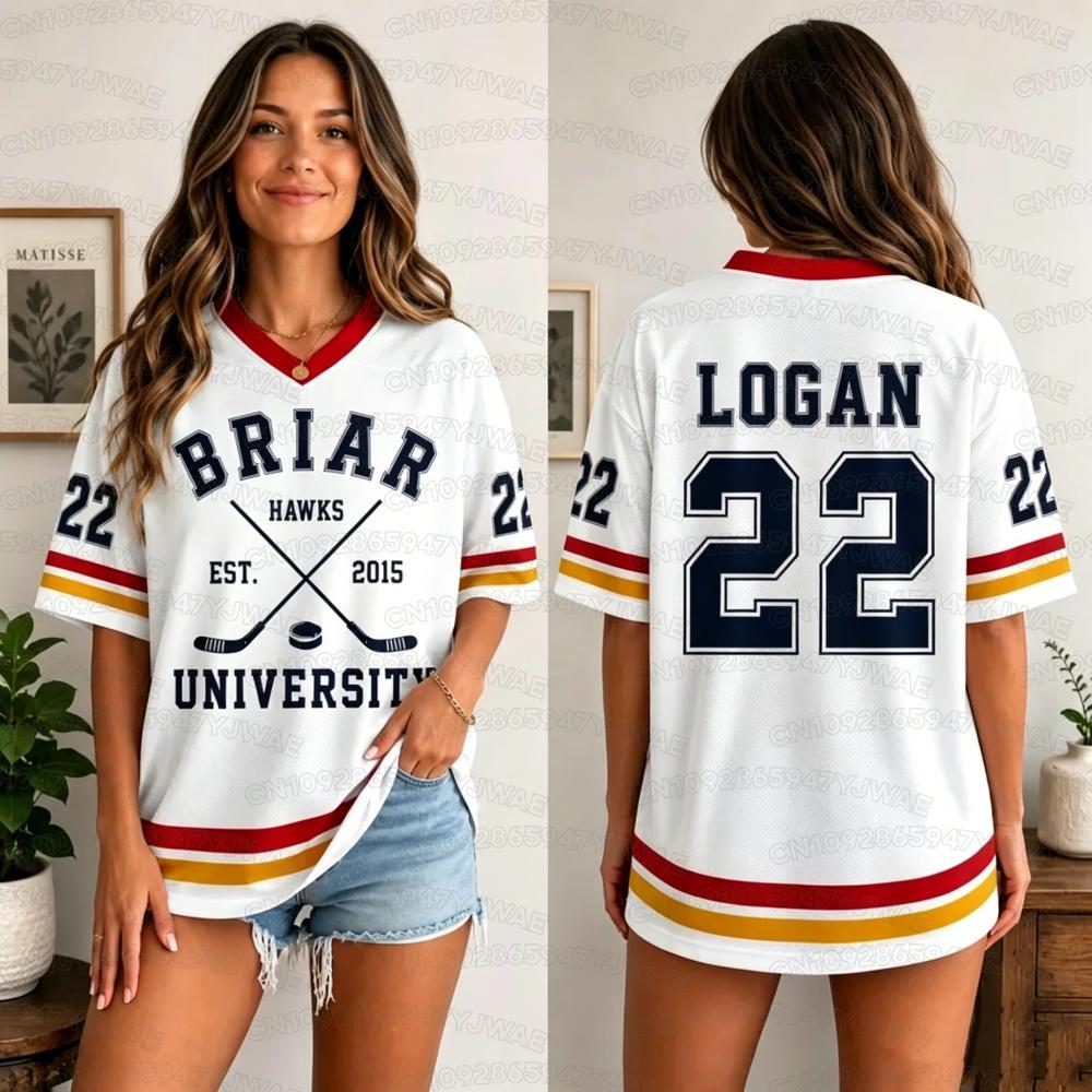 New Movie Off Campus Briar University Jersey Graham 44 LOGAN 22 DI LAURENTIS 66 Tucker 46 T-shirt V-neck Short Sleeve T-shirt