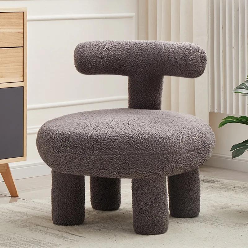 Nordic Lamb Wool Leisure Armchair - Fabric Low Stool for Living Room/Bedroom/Lazy Space