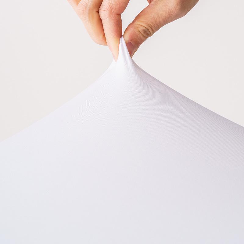 White Stretchable Folding Chair Cover for Weddings, Banquets, Hotels, and Restaurants - Dustproof & Decorative Full Coverage.