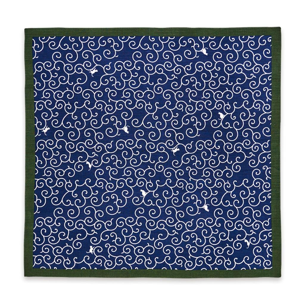 Miyamoto Towel Miyamoto Furoshiki with Arabesque Cat Made In 70 X 70 06573 (Large Furoshiki) Design, Japan, Navy, Approx. Cm,