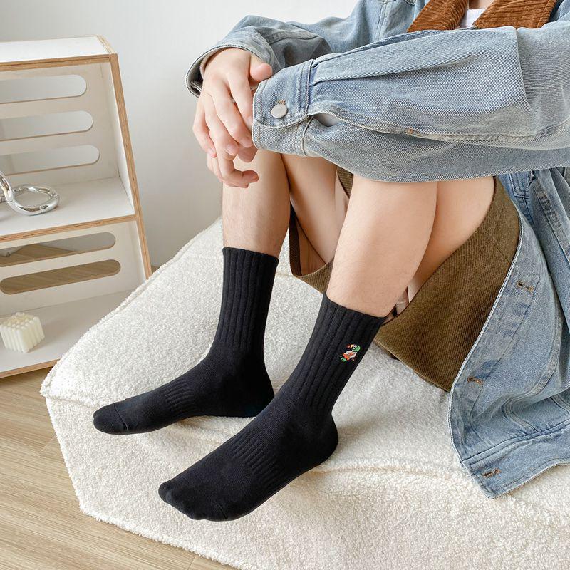 Women's Embroidered Mid-Tube Pile Socks for Autumn/Winter