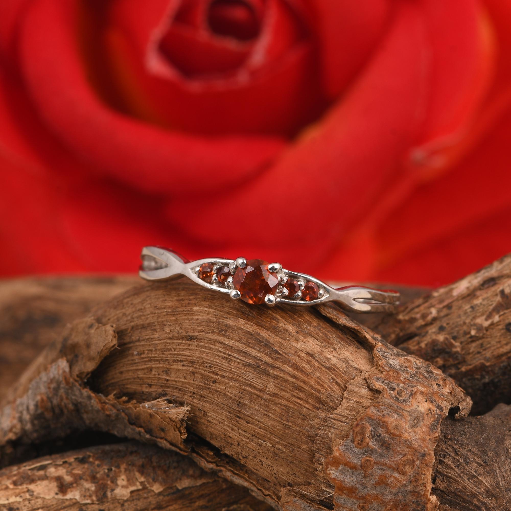 Garnet Ring, 925 Sterling Silver, Dainty Red Garnet Promise Ring, Minimalist January Birthstone Ring 5