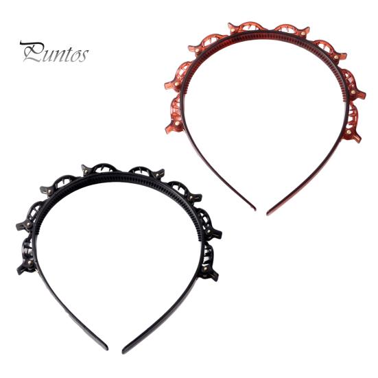 

2 шт. обруч для волос, двухслойный полый плетеный дизайн, повязка на голову с зажимами, инструмент для укладки челки, плетеная повязка на голову с зажимом красный черный