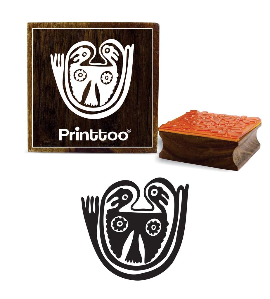 Printtoo Square Aztec Design Brown Wooden Rubber Stamp Diary Cards Scrap-booking-2 x 2