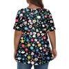 Women's Fashion Casual V-Neck Pullover Short Sleeve Large Size Printed T-Shirt Top