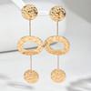 Bohemian Retro Gold Color Pleated Geometric Pendant Earrings, Women's Personalized Trendy Holiday Party Accessories Gifts