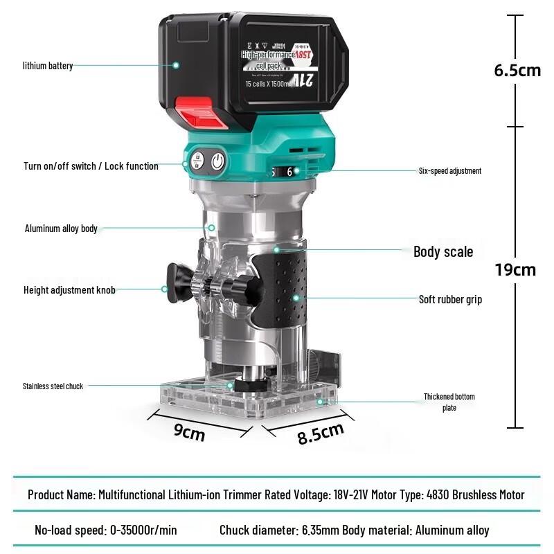 Bairuichuan 18V A3 Brushless Cordless Router Trimmer CN plug (adapter included)