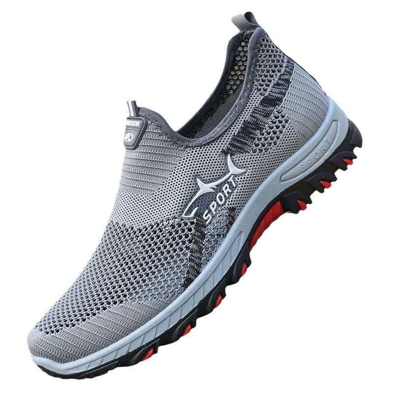 Fashion Spring and Autumn New Men's Shoes Flat Casual Shoes Polyurethane Soft Bottom Sports Breathable Mesh Sports Shoes Men