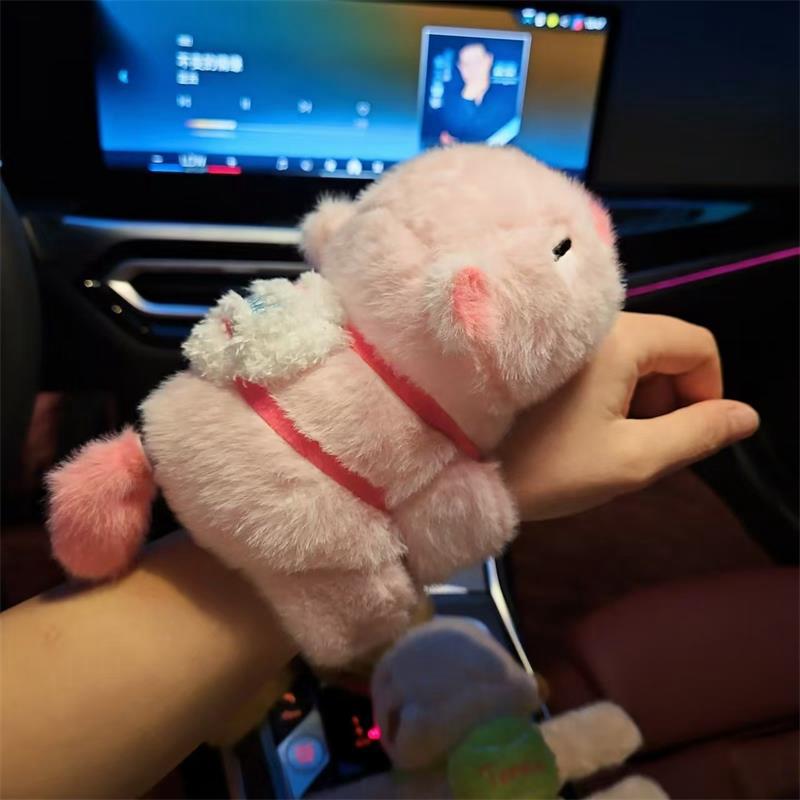 Capybara Armband Gevuld Pluche Dier Schattige Capybara Schildpad Rugzak Drukknop Armband Zacht Speelgoed Cadeaus Voor Capybara Fans Vrienden