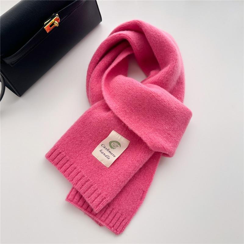 Selected Pure Cotton Wool 100% Cashmere Scarf Solid Color Student Men and Women Winter Warm Knitted Scarf Christmas