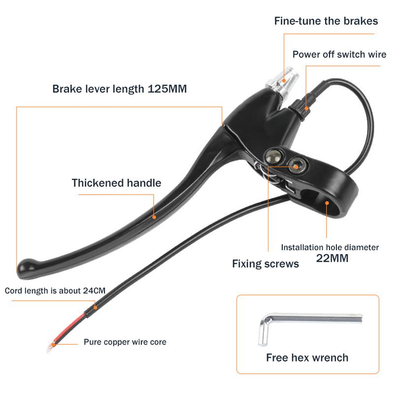 Ultralight Bicycle BMX Brake Handle Electric Bike Cycling Brake Levers V/Disc Brake Handle With Wire Power-off Switch Accessor