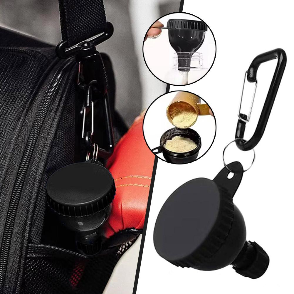 50ML Mini Protein Powder Bottle With Carabiner Portable Health Funnel Medicine Box Storage Container For Outdoor Sport Fitness