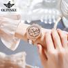 OUPINKE Women's Watch Four-leaf Clover Rotating Dial Automatic Mechanical Watch for Ladies and Women