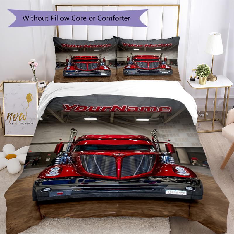 Kw Heavy Trucks Customize Your Name Bedding Set Breathable Duvet Cover with Pillowcases Home Decoration Birthday Gift