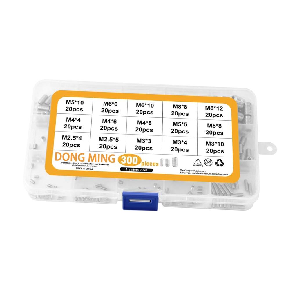 300 Stück Madenschrauben-Set Edelstahl Innensechskant Cup-Point Schrauben Sortimentskasten für Türgriffe Leuchte
