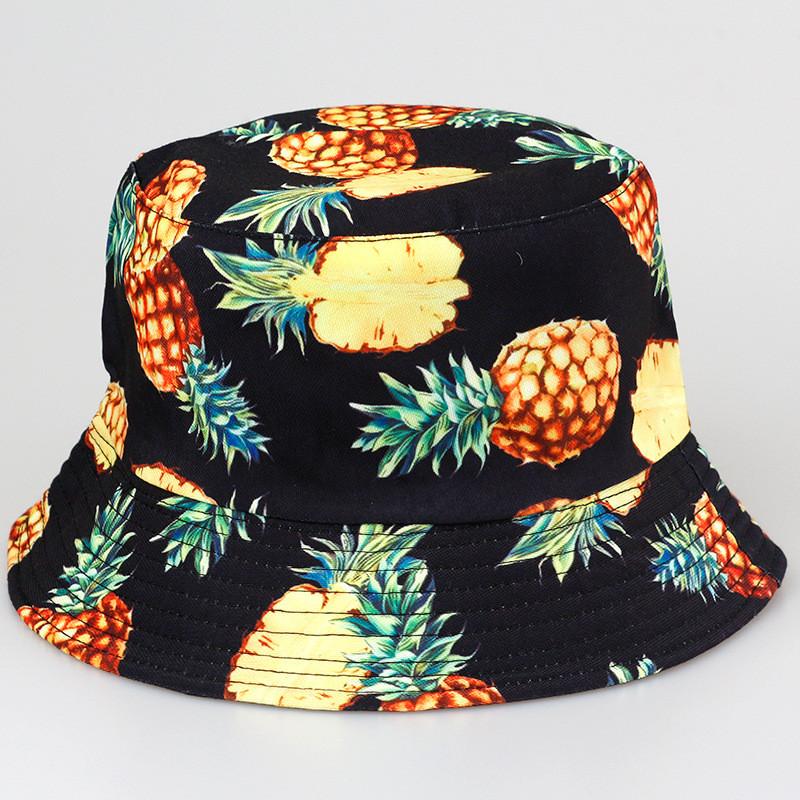 Tropical Fruits Reversible Fisherman Hat In Polyester For Summer Outdoor Sun Protection Characters Included)