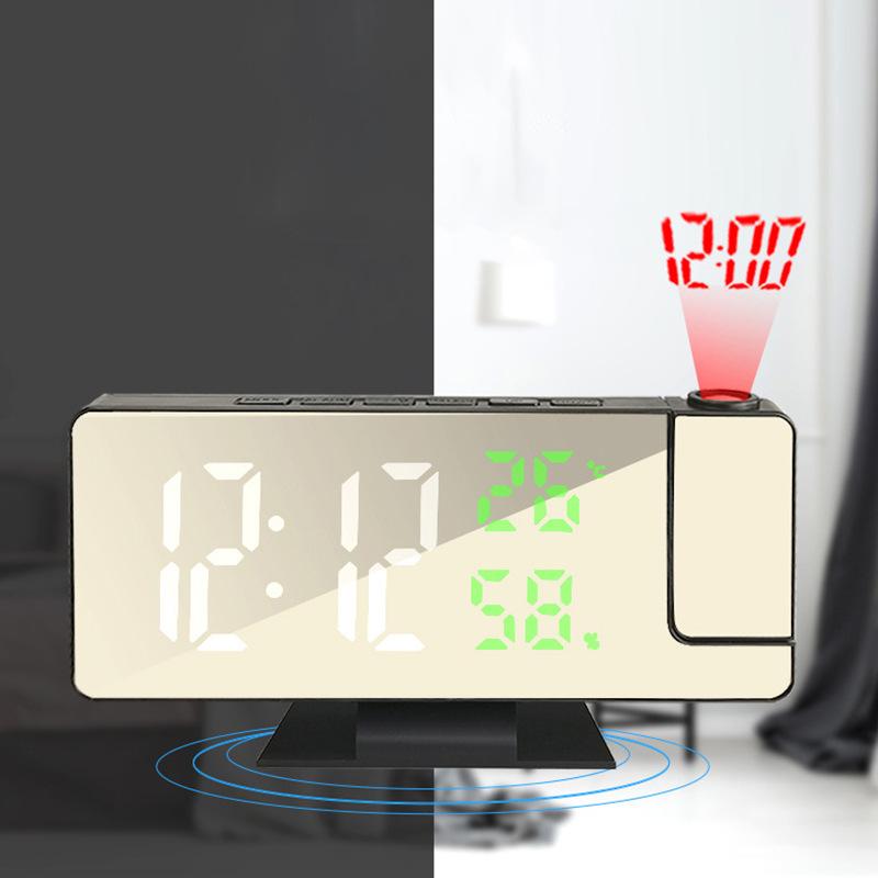 New LED Digital Mirror Desk Clock Silent Snooze Alarm Clock Temperature Display Brightness Adjustment External Power Supply