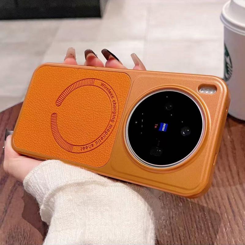 Applicable To vivoX111pro Mobile Phone Case Magnetic Suction X111pro Anti-drop Advanced Simple Matte Heat Dissipation Leather Pattern New Model