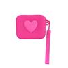 Cute 3D Heart Shaped Silicone Coin Purse Lightweight Portable Wrist Strap for Key Earphone Lipstick Woman Gift