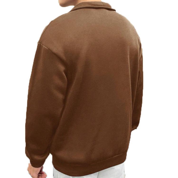Men's Retro Stand-Up Collar Half-Zip Hoodie - Casual Loose Fit