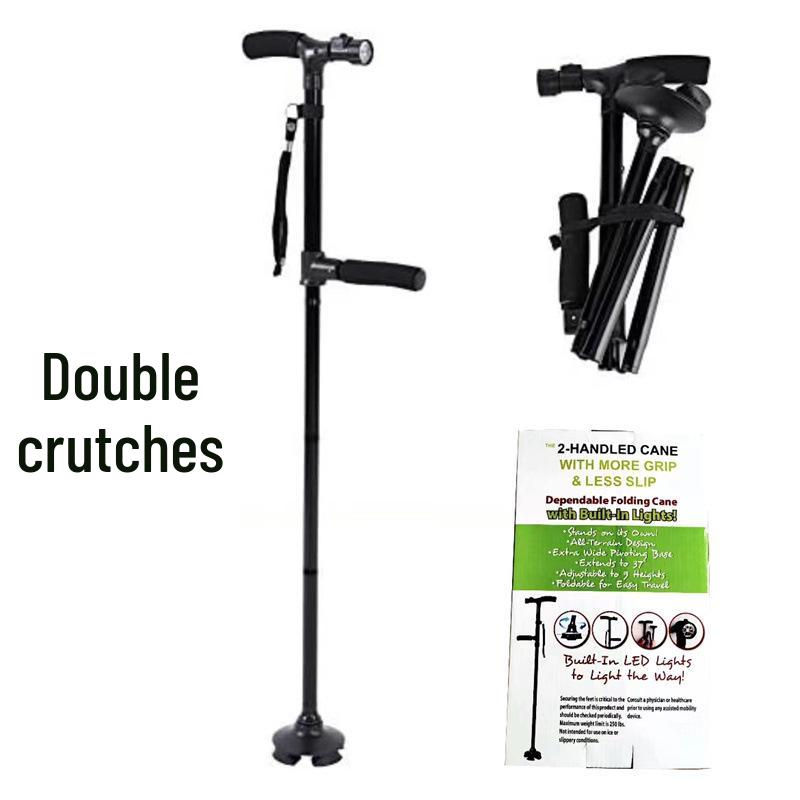 Cross-Border Trusty Cane: Five-Section Lighted Walking Stick with Voice Broadcast