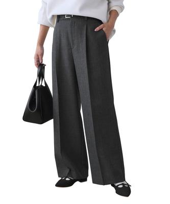 ROPE PICNIC Tweed Wide Charcoal Size L Three-Tone Pants/Set-Up Compatible, (06),