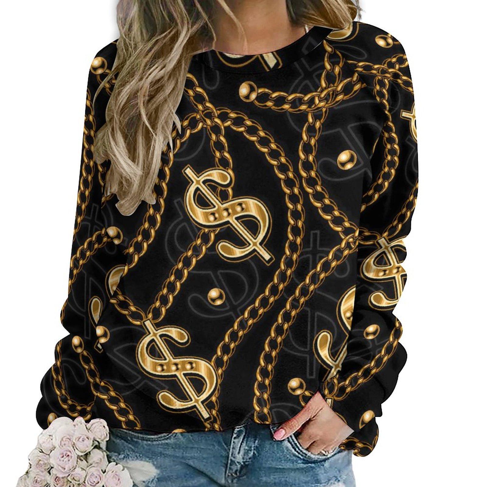 Золотые цепи и ремни толстовки леопардовый гепард хип-хоп большой — фото 11