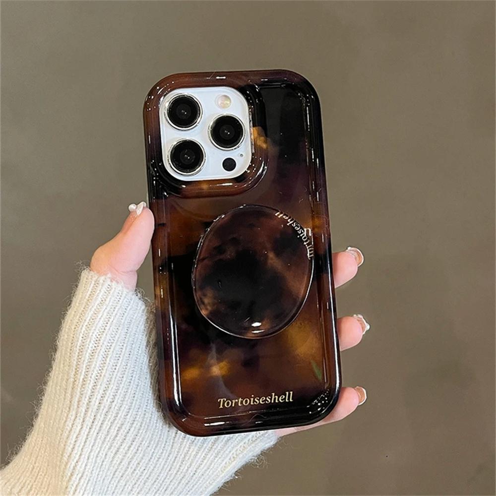 

Luxury Amber Tortoiseshell Holder Case For iphone 16 Pro 15 14 11 12 13 Pro Max INS Korea Girl Soft Cover New Stylish Shell For iphone 14pro